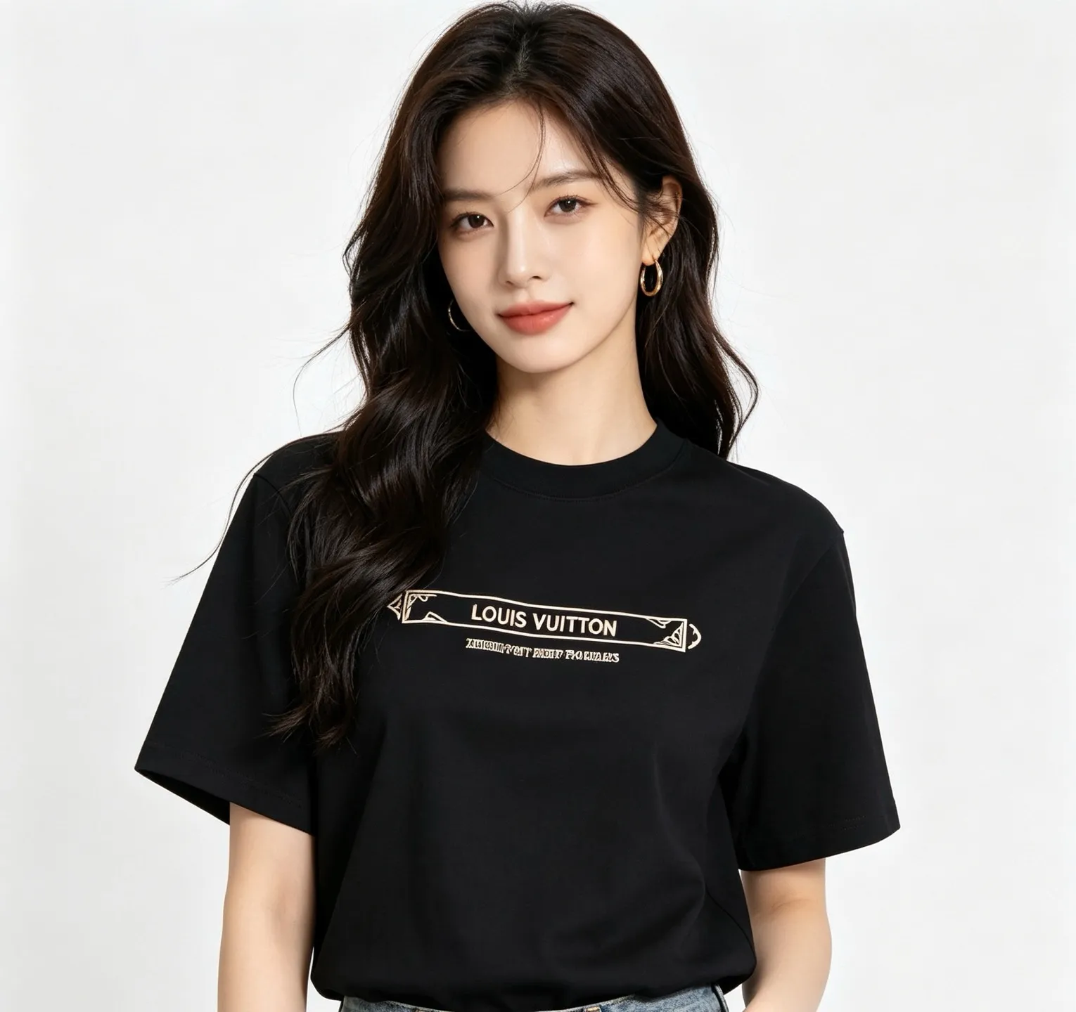 Louis Vuitton/Louis Vuitton 26ss embroidered letter Retro scroll short sleeves